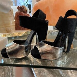 Donna Karan Metallic and Suede Heels